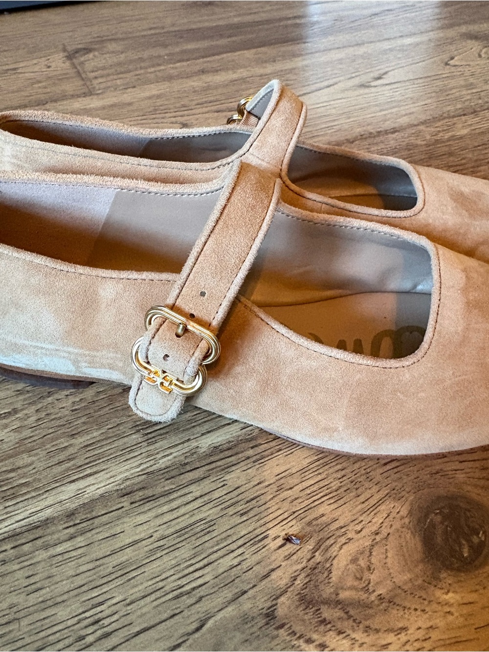 Sam Edelman Beige Suede Mary Jane Flats - Picture 3 of 5